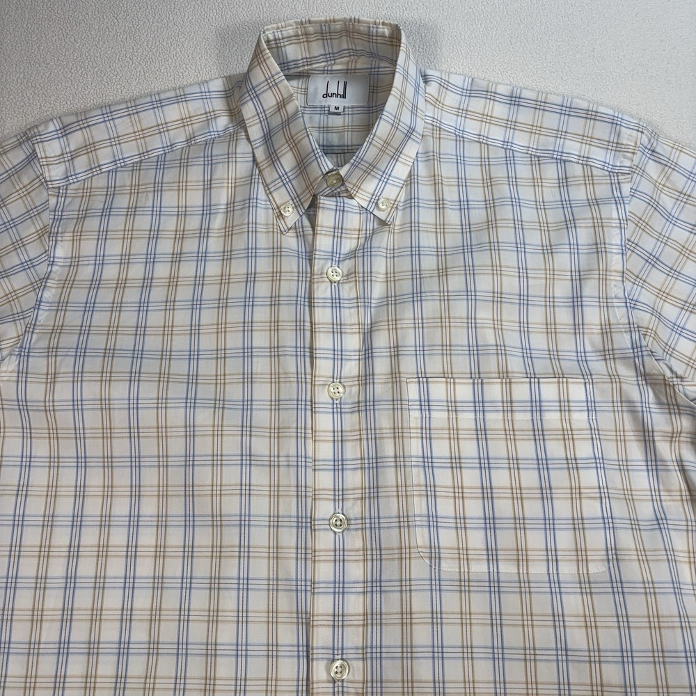 Dunhill Shirt Men's M Beige Plaid Check 100% Cotton Pocket Button Down‎ - Picture 4 of 14
